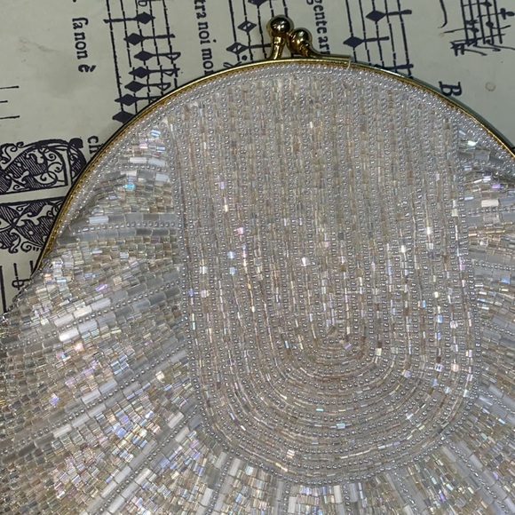 Nordstrom Elegant White Beaded Clutch with Snake Chain - Picture 2 of 5